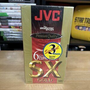 NEW VHS Blank Tapes JVC Model T-120 SX GOLD 6 Hours EP Mode 3 Pack Sealed